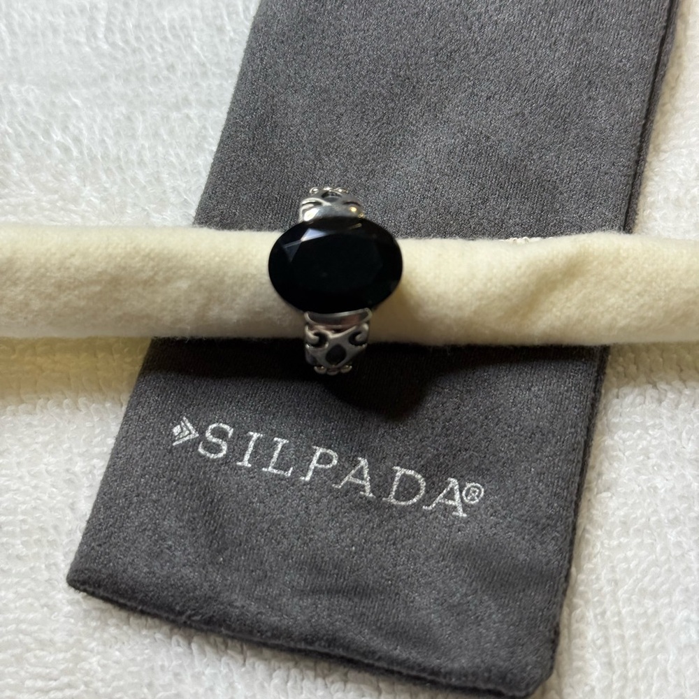 Silpada Silver Ring with Black Stone